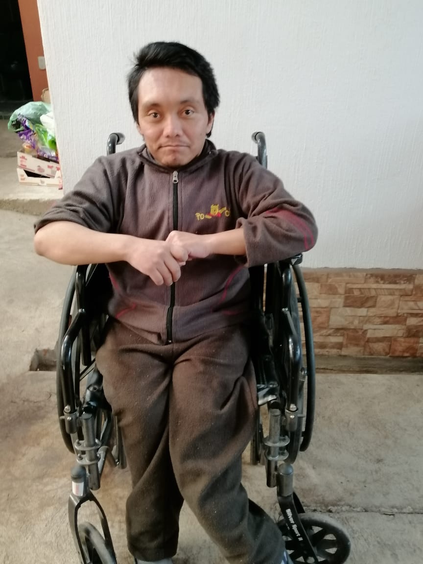 Alexander in his wheelchair